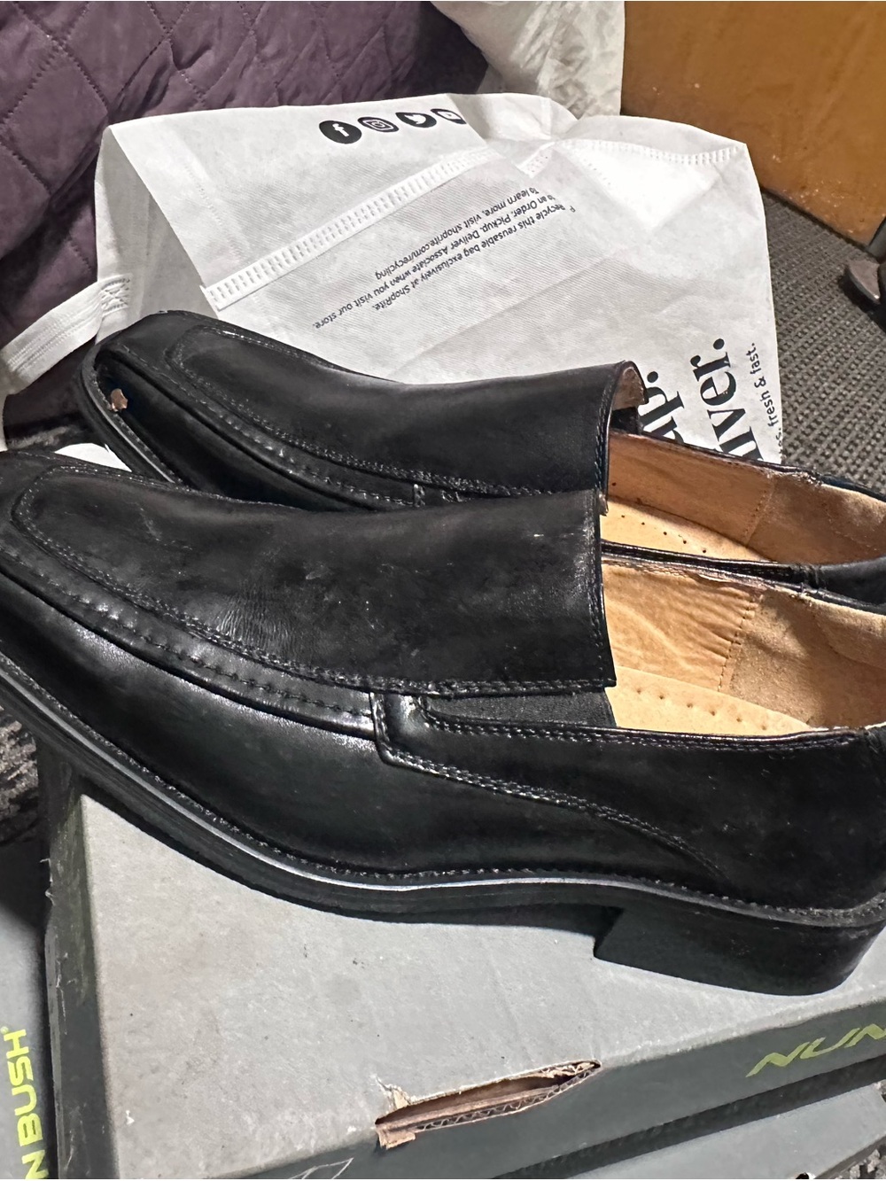 Men's Black Leather Slip-On Loafers